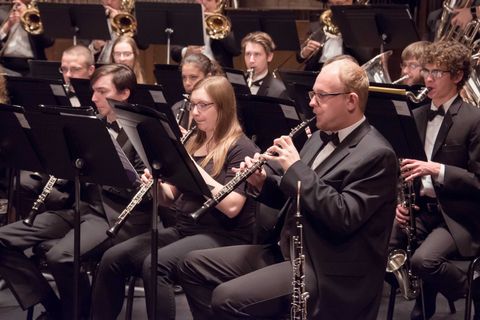 oboe players performing on stage