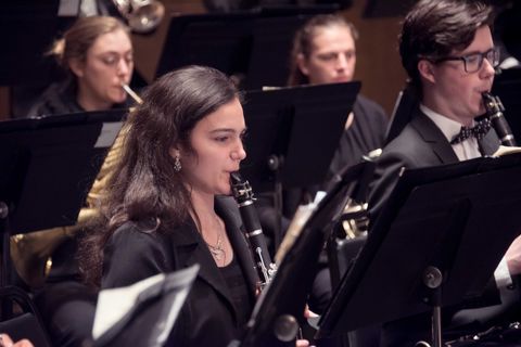 band members play the clarinet during a concert